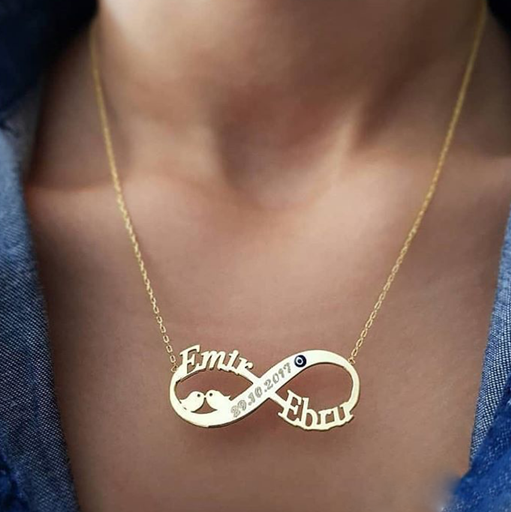Sonsuzluk İki İsim Tarih Kuş Gümüş Kolye