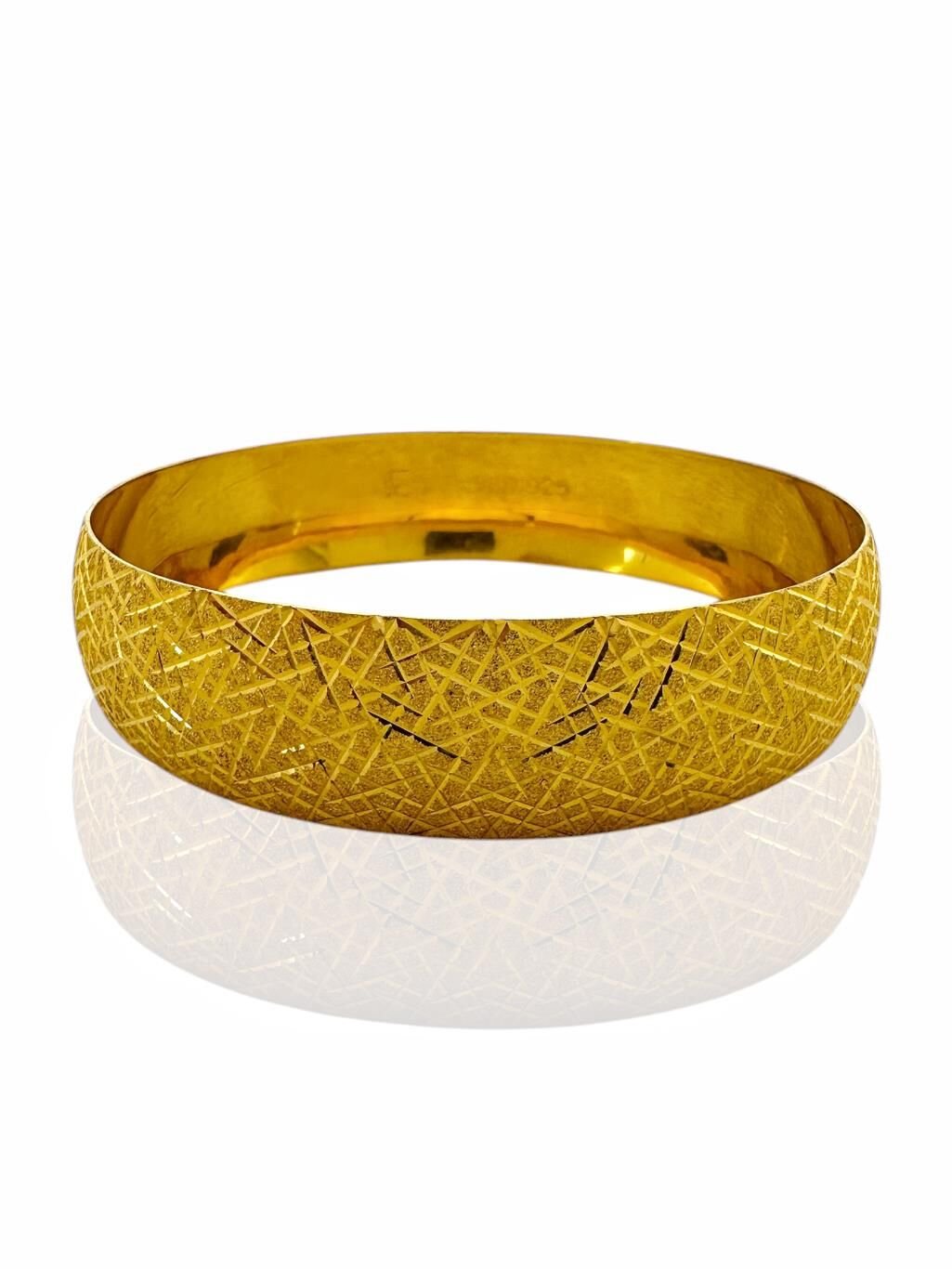 22 Ayar Altın Kaplama 15 mm Şimşek Modeli 925 Ayar Gümüş Bilezik