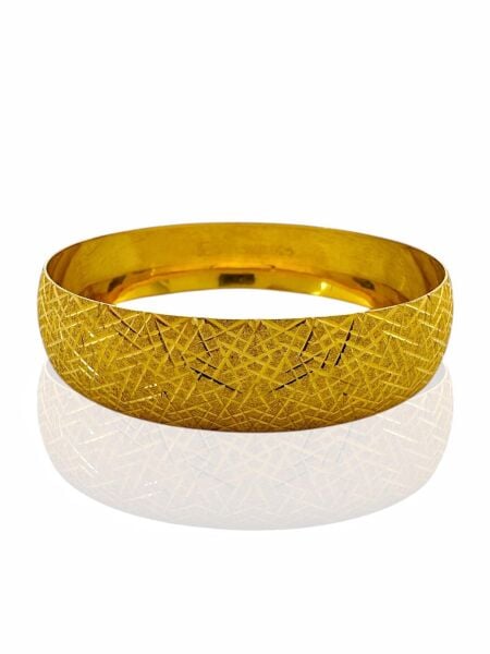 22 Ayar Altın Kaplama 15 mm Şimşek Modeli 925 Ayar Gümüş Bilezik