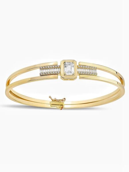 Pırlanta Model Tek Baget Sıvama Altın Bileklik Bilezik