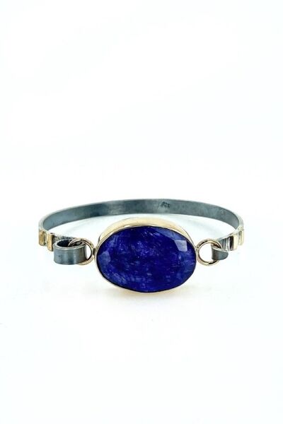 Doğal Has Safir Taş El Üretim Otantik Gümüş Bilezik