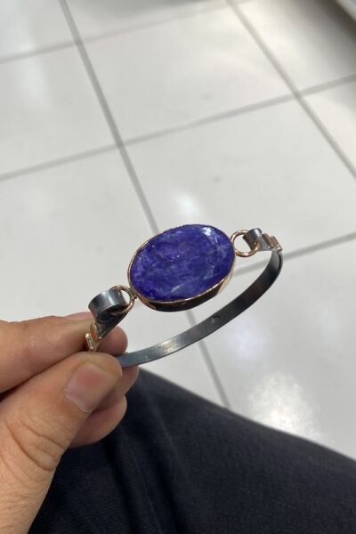 Doğal Has Safir Taş El Üretim Otantik Gümüş Bilezik