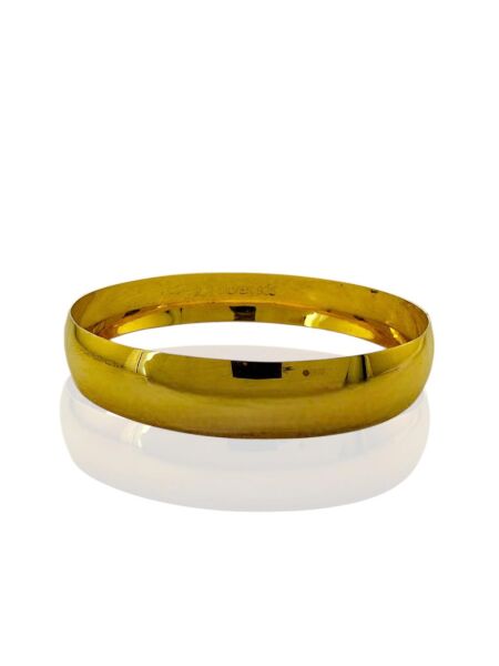 22 Ayar Altın Kaplama 12 mm 62 Boy Düz Bombe 925 Gümüş Bilezik