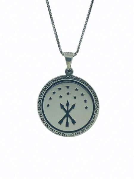 Çerkes Bayrağı Uzun 60 cm Zincir Gümüş Kolye