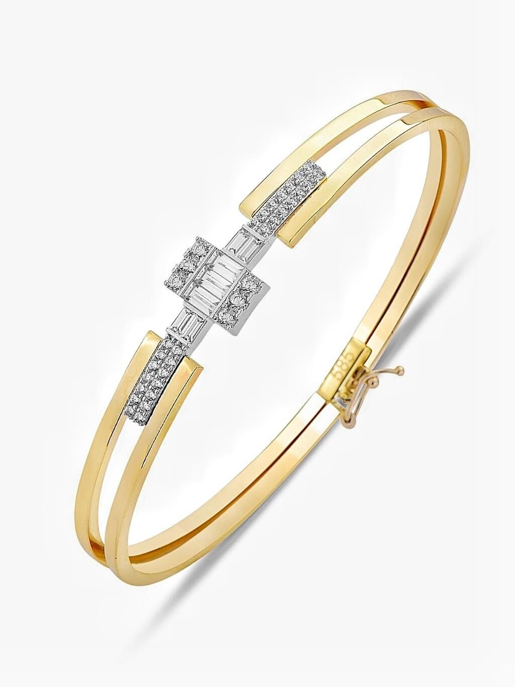 Tek Baget Sade Zarif Kaburga Kelepçe 14 Ayar Altın Bilezik Bileklik