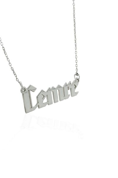 Gotik Yazı Font İsim Yazılı 925 Gümüş Kolye