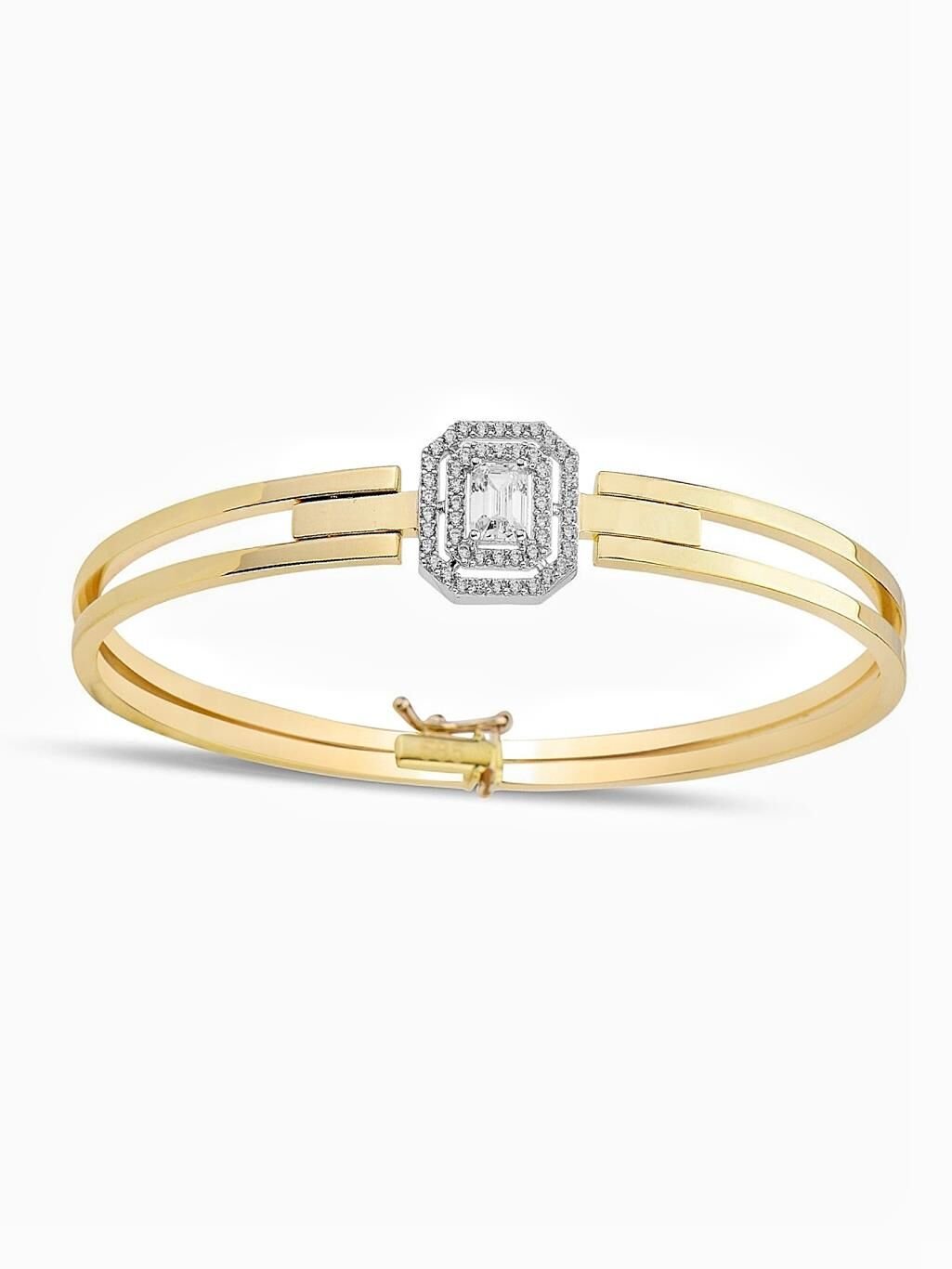 Baget Zirkon İki Kol Kaburga Kelepçe Modern Altın Bilezik Bileklik