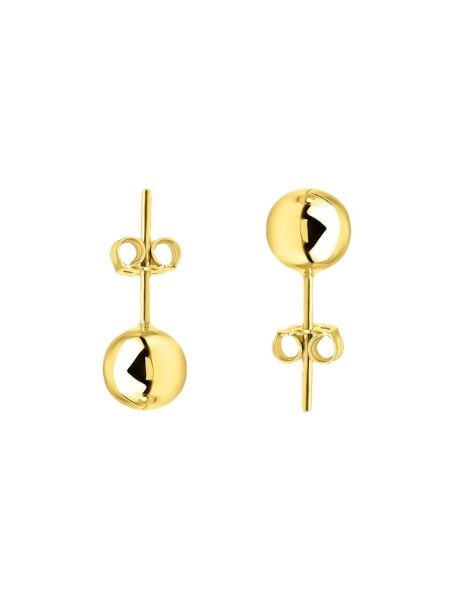 4 mm Düz Parlak Taşsız Günlük 14 Ayar Altın Top Küpe