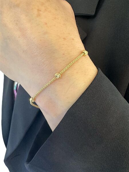 Günlük Kullanım Dorika Toplu 14 Ayar Altın Zincir Bileklik