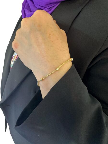 Günlük Kullanım Dorika Toplu 14 Ayar Altın Zincir Bileklik