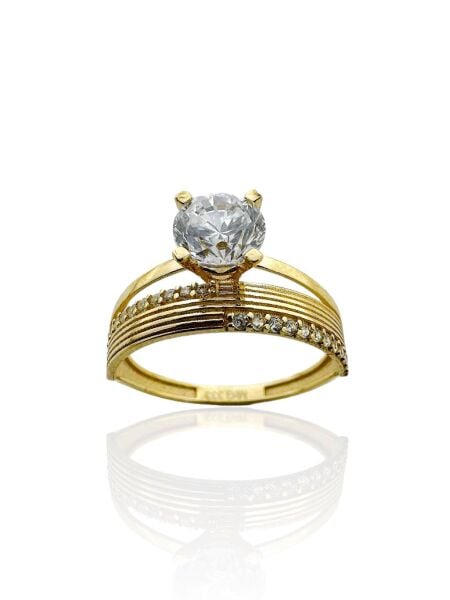 Tek Taş Alyans İkili Tvin Model 8 Ayar Altın Yüzük