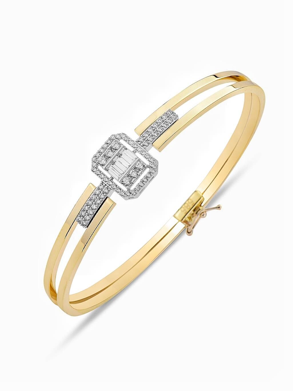 Klasik Pırlanta Modeli Baget Kelepçe Altın Bilezik Bileklik