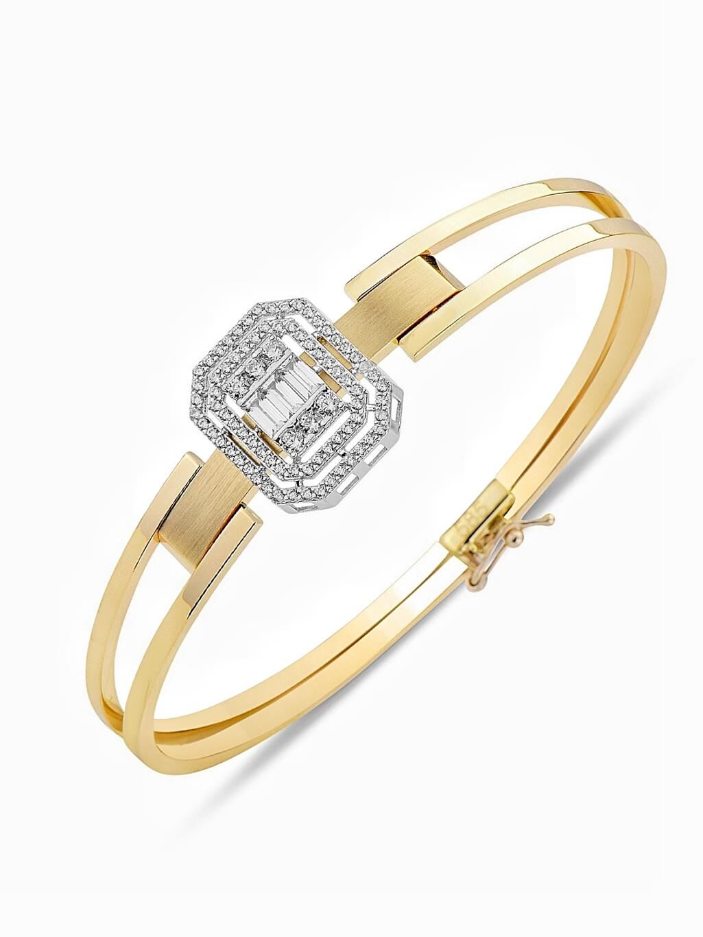 Üst Kalite Özel Tasarım Pırlanta Modeli Baget Kelepçe Altın Bilezik