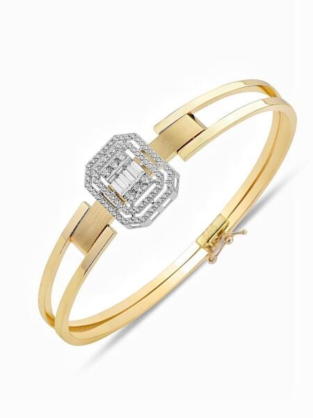 Üst Kalite Özel Tasarım Pırlanta Modeli Baget Kelepçe Altın Bilezik