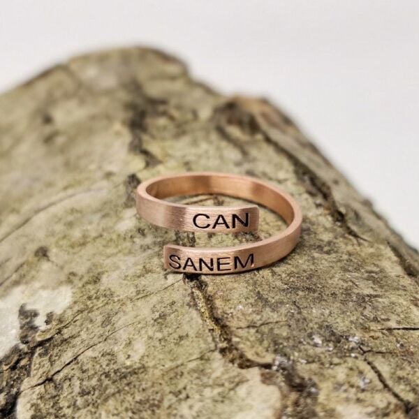 İnce 2 İki İsimli Kişiye Özel Gümüş Yüzük