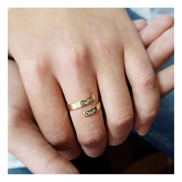 İnce 2 İki İsimli Kişiye Özel Gümüş Yüzük