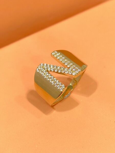 14 Ayar Altın N Harfli Üst Kalite Trend Harf Yüzük