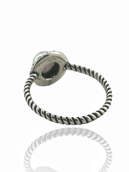 925 Gümüş El Üretimi Otantik Minimal Doğal Beyaz Opal Taş Yüzük