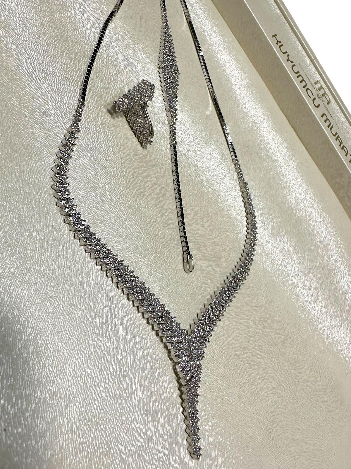 Pırlanta Modeli Işık Seli Suyolu Altın Set Takım 14 Ayar