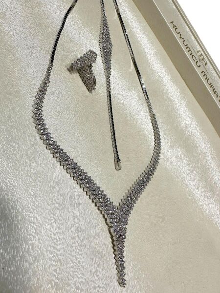 Pırlanta Modeli Işık Seli Suyolu Altın Set Takım 14 Ayar