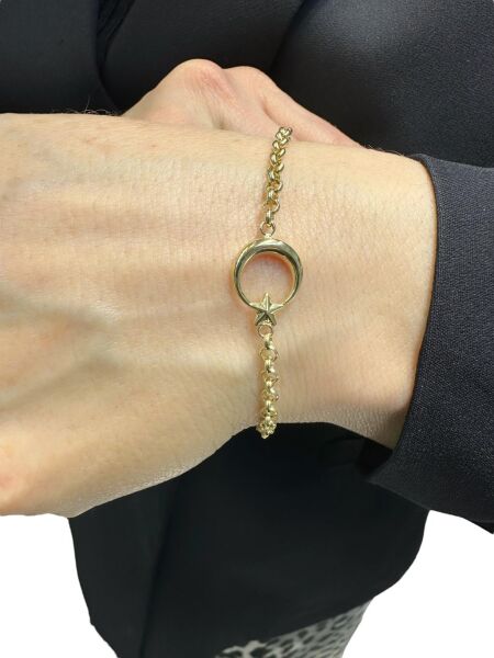Ayyıldız Taşsız Günlük Doch Zincir Altın Bileklik