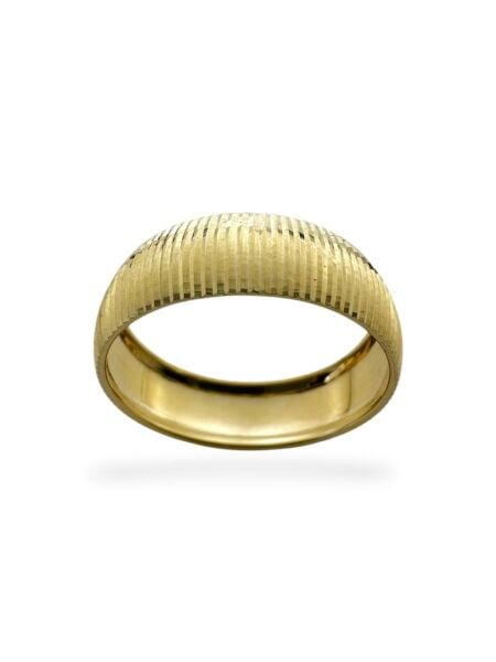 Parlak Merdiven Model Düz Taşsız Bombeli Altın Alyans Yüzük