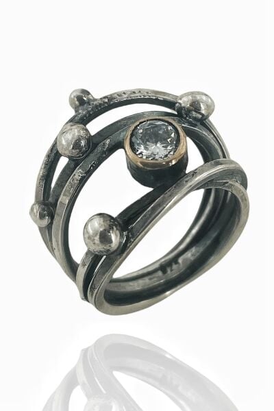 El Üretimi Tel Sarma Zirkon Taş 925 Gümüş Yüzük