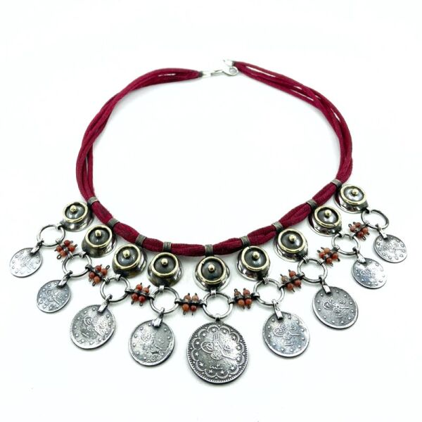 Osmanlı Gümüş Parası El Üretim Gerdanlık Küpe Gümüş Set