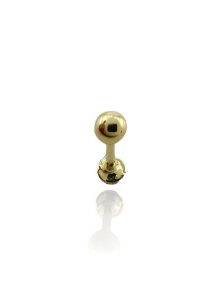 Düz Bombeli Top Tragus Küpe 14 Ayar Altın