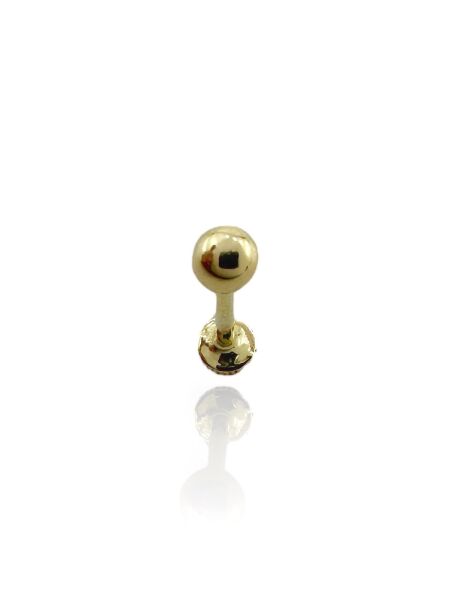 Düz Bombeli Top Tragus Küpe 14 Ayar Altın
