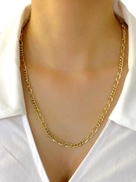 Trend Figaro Zincir 55 cm Uzunluk 14 Ayar Altın Kolye