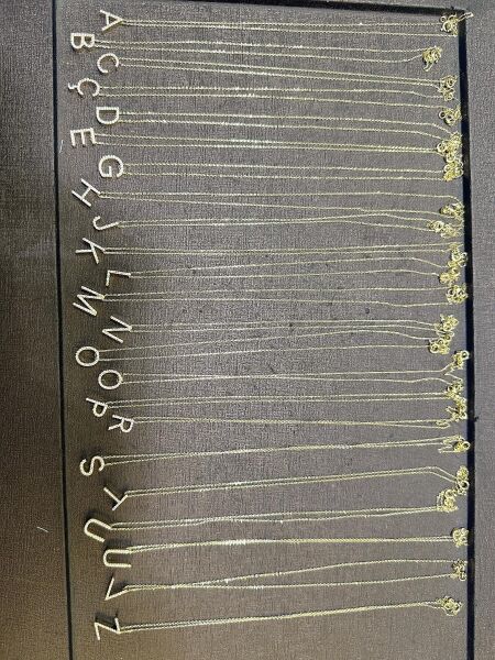 L Harfi 14 Ayar Altın Harf Kolye Pırlanta Modeli