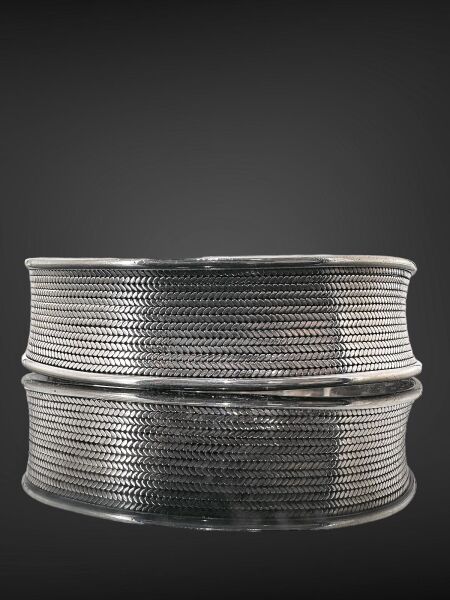 Tel Örgü Hasır El Üretim Koleksiyonluk Otantik 925 Ayar Gümüş Bilezik