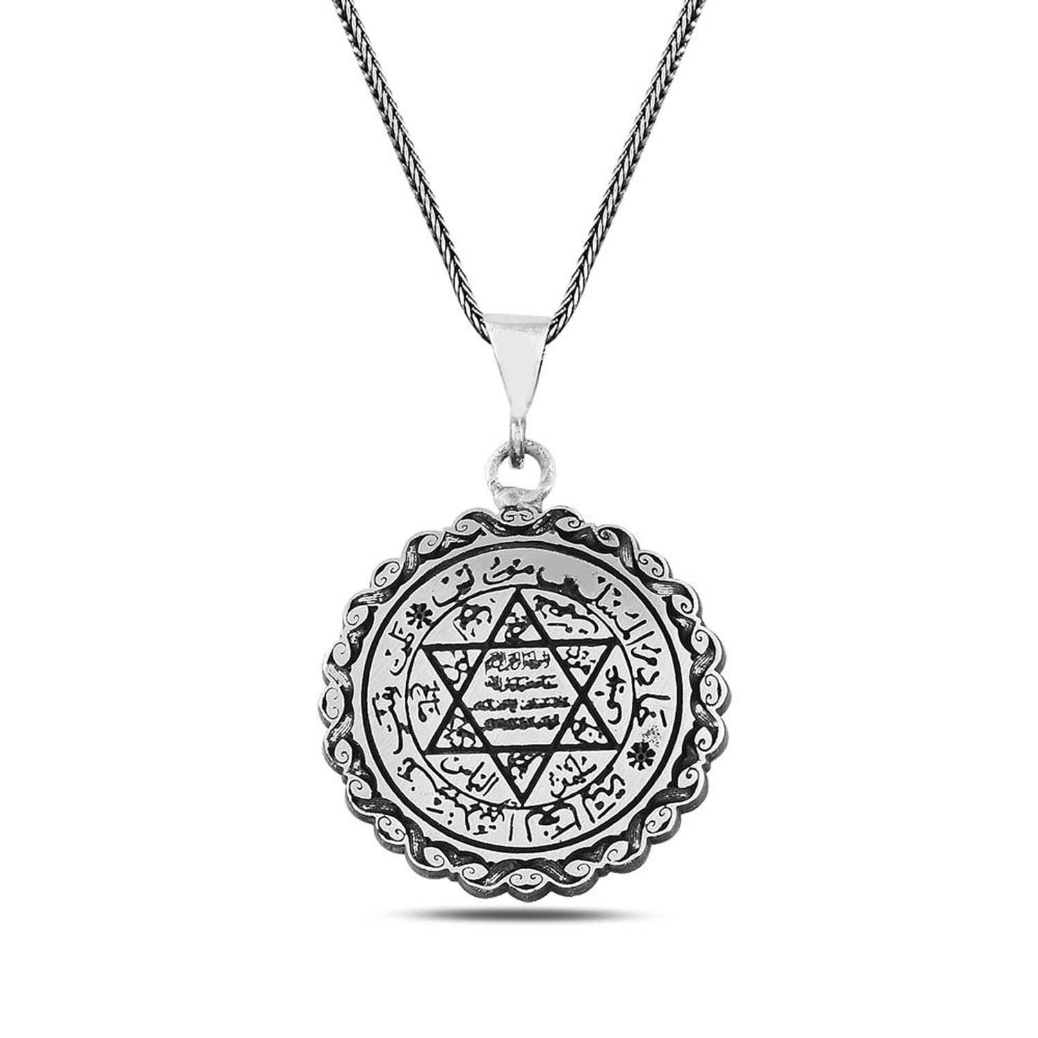 Davut Yıldızı Mührü Süleyman 60 cm 925 Gümüş Kolye