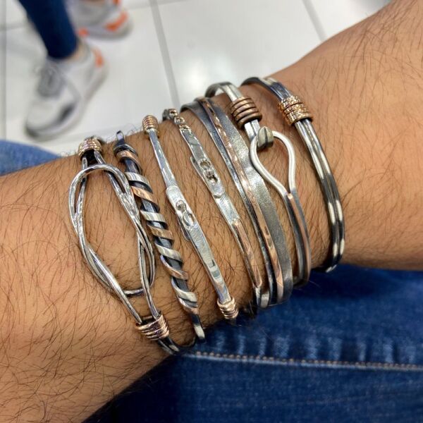 El Üretimi Üst Kalite Özel Tasarım Unisex Taşsız  925 Gümüş Bileklik