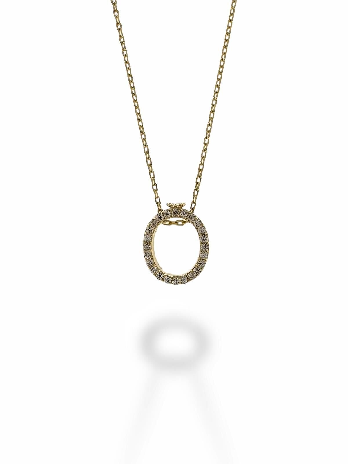 Ö Harfi 14 Ayar Altın Harf Kolye Pırlanta Modeli