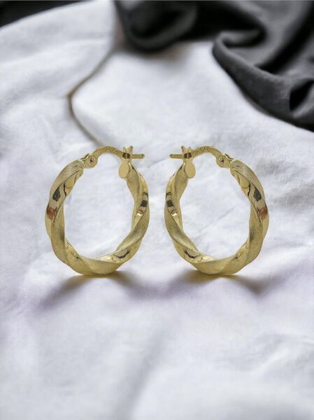 Taşsız Günlük Burgu Klasik 14 Ayar Altın Halka Küpe