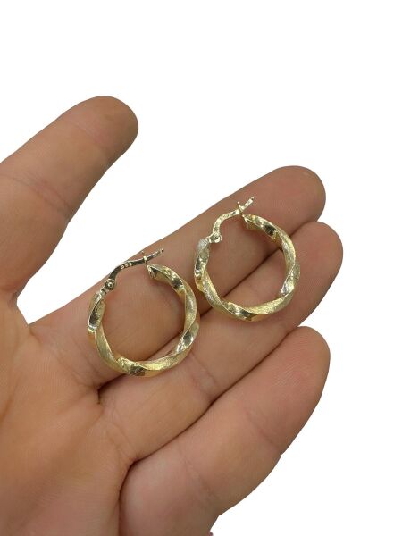 Taşsız Günlük Burgu Klasik 14 Ayar Altın Halka Küpe