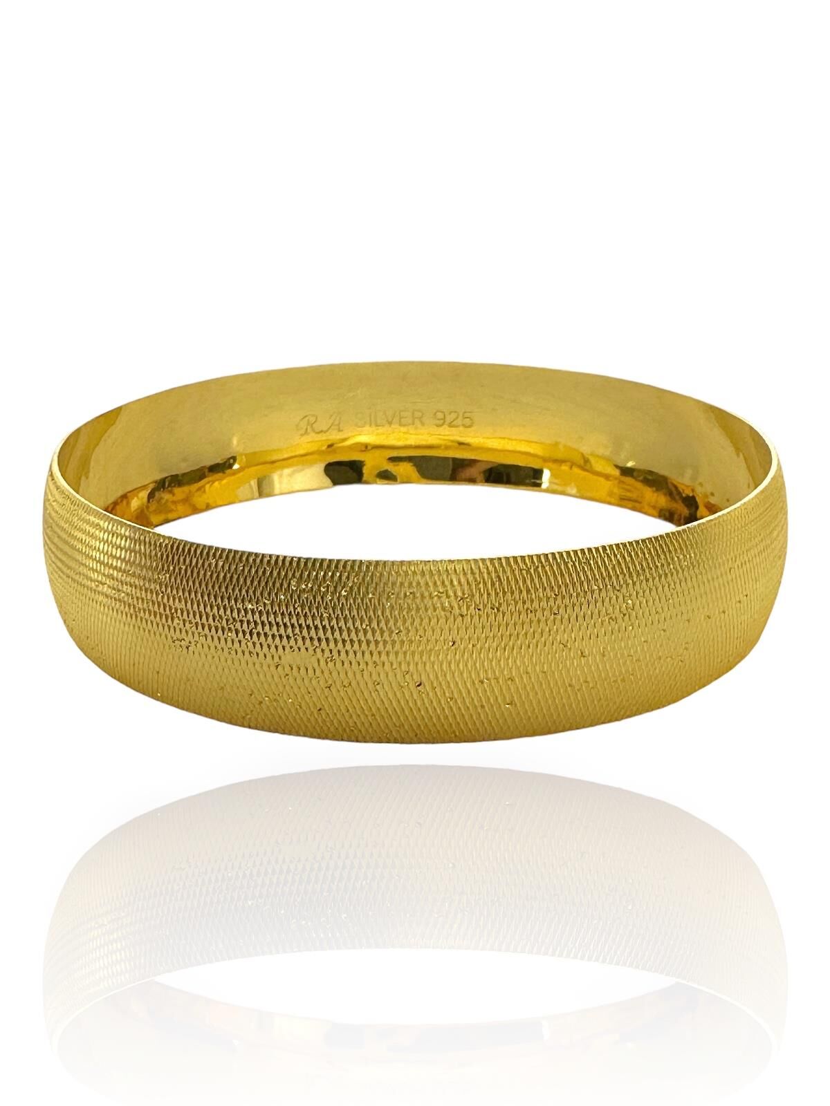 925 Ayar Gümüş Altın Kaplama Simli Bombe 15 mm Bilezik 6.4 boy