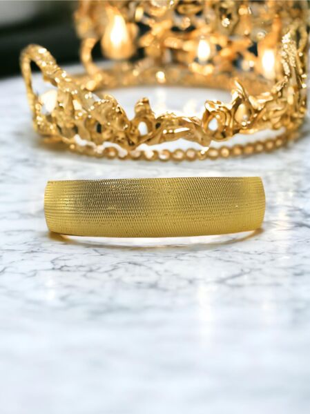 925 Ayar Gümüş Altın Kaplama Simli Bombe 15 mm Bilezik 6.4 boy