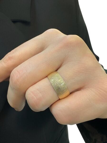 8 Mm Kalın Bombeli Mat Düz 14 Ayar Altın Alyans Yüzük