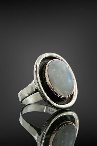 Doğal Aytaşı Taşlı El Üretim Özel Tasarım 925 Gümüş Yüzük