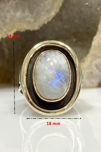 Doğal Aytaşı Taşlı El Üretim Özel Tasarım 925 Gümüş Yüzük