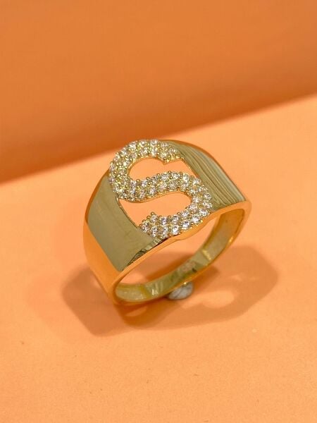 14 Ayar Altın S Harfli Üst Kalite Trend Harf Yüzük