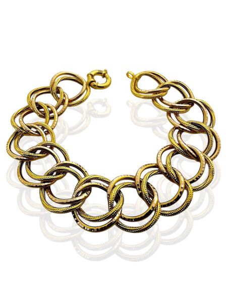 Kalın İki Kollu Kalemli Özel Üretim 14 Ayar Altın Samanyolu Bileklik