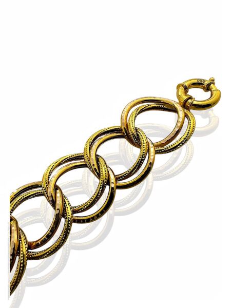 Kalın İki Kollu Kalemli Özel Üretim 14 Ayar Altın Samanyolu Bileklik