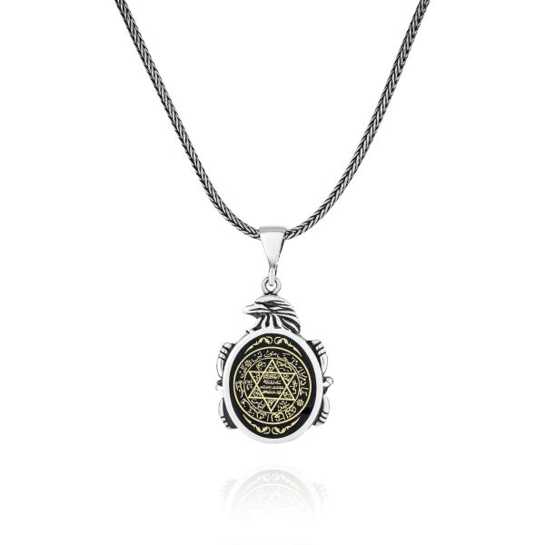 Kartal Başlı Davut Yıldızı 60 cm 925 Gümüş Kolye