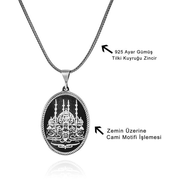 Ayasofya Camii İşlemeli 60 cm 925 Gümüş Kolye