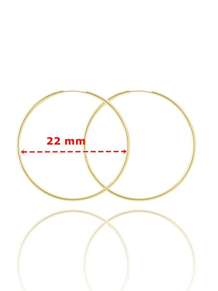 22 mm Düz Taşsız Klasik Günlük 14 Ayar Altın Halka Küpe