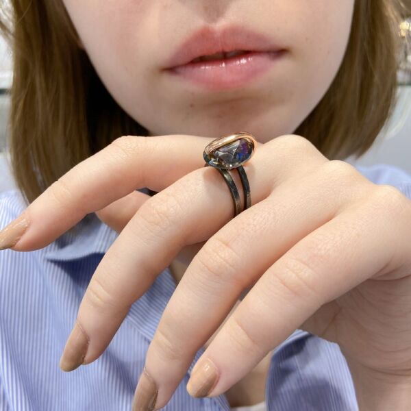 El Üretim Özel Tasarım Büyük Mistik Topaz Otantik 925 Gümüş Yüzük